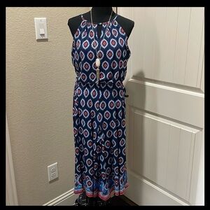 Navy and Red Patterned jumpsuit